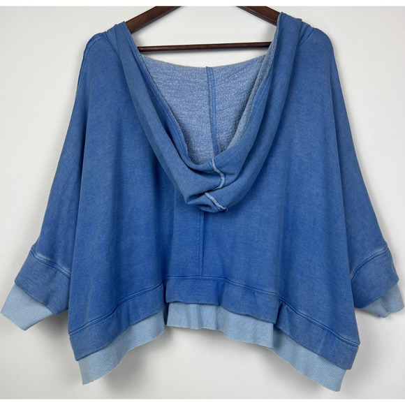 FP Movement Blue XS Layered Hem Hoodie  V-Neck Oversized Cropped Sweatshirt0 - Picture 5 of 10